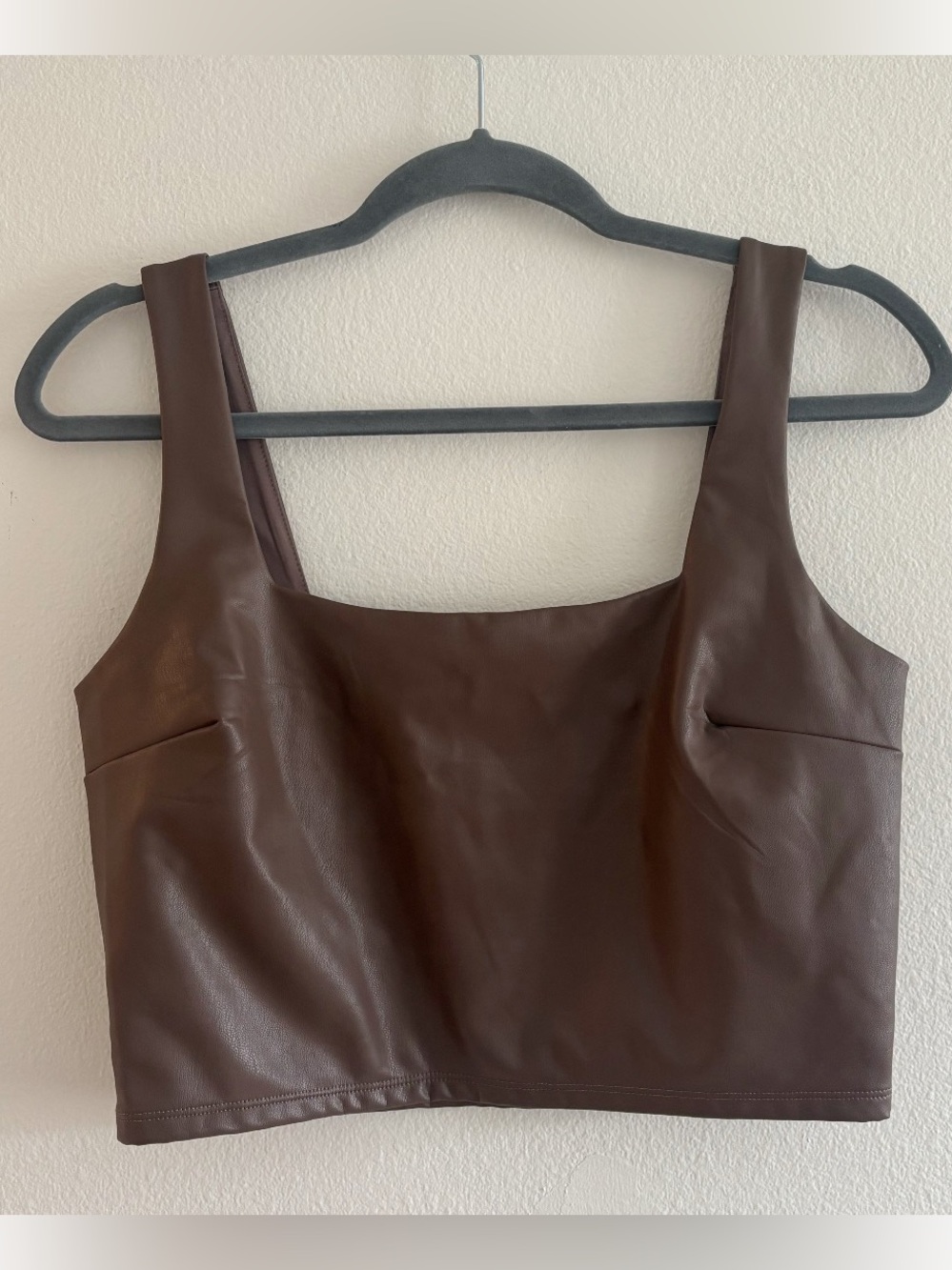 Express Brown Faux Leather Cropped Tank Medium